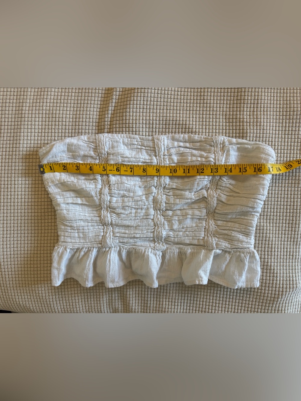 Free People White Smocked Ruffle Tube Top